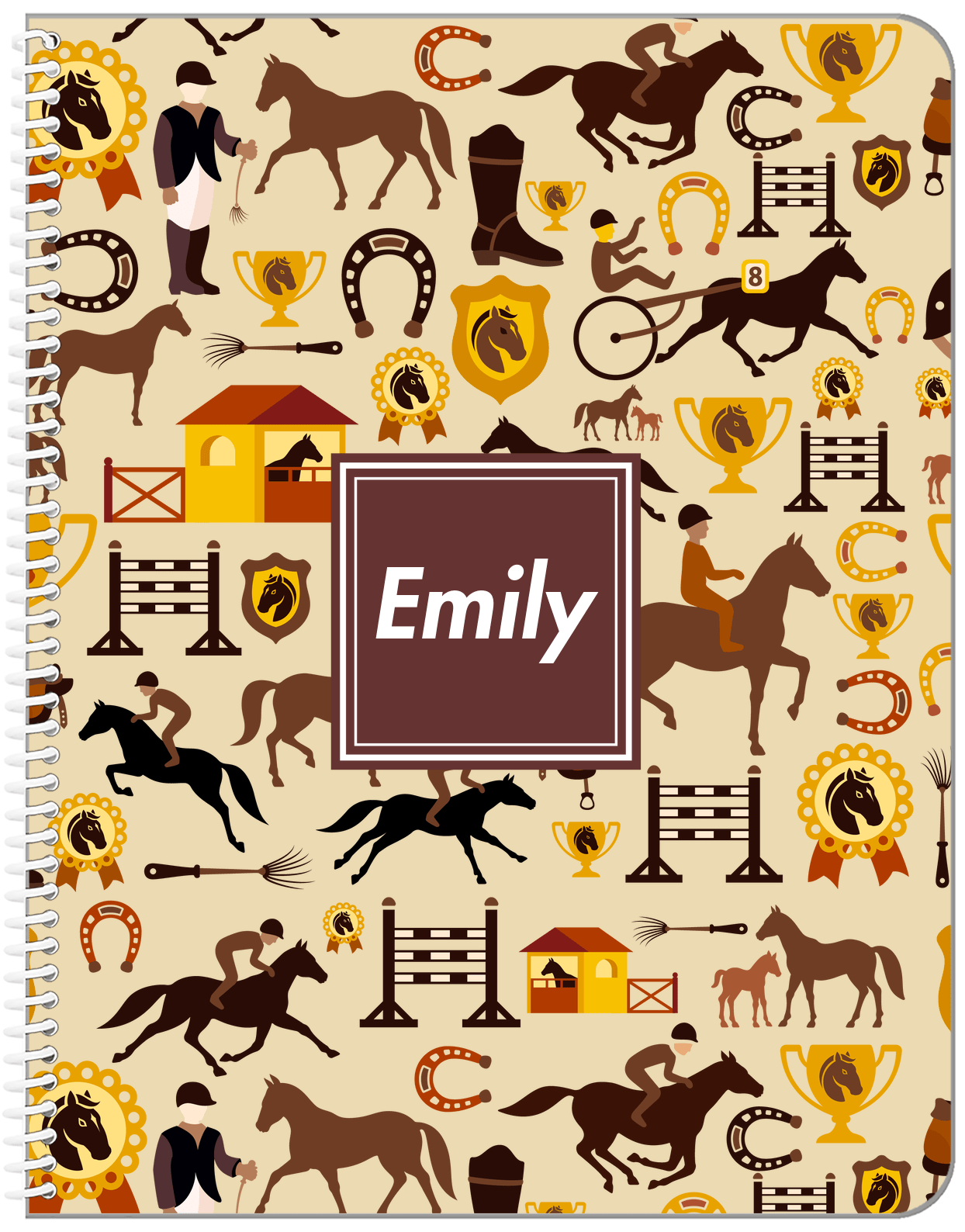 Personalized Horses Notebook VI - Square Nameplate - Front View