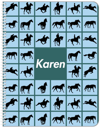 Thumbnail for Personalized Horses Notebook VII - Horse Squares - Blue Background - Front View