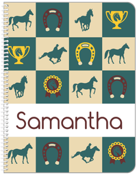 Thumbnail for Personalized Horses Notebook X - Tan Checkerboard - Front View