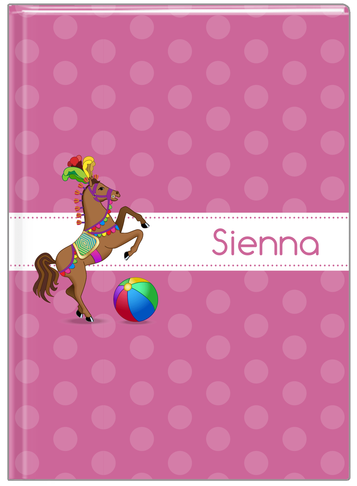 Personalized Horses Journal III - Polka Dots - Circus Horse I - Front View
