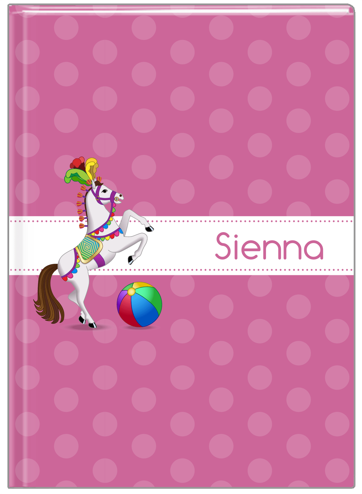 Personalized Horses Journal III - Polka Dots - Circus Horse III - Front View