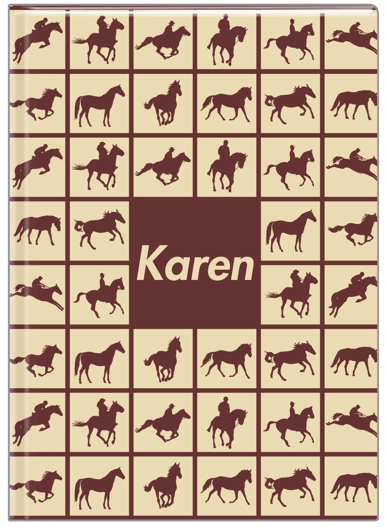 Personalized Horses Journal VII - Horses Squared - Tan Background - Front View