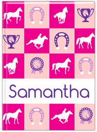 Thumbnail for Personalized Horses Journal X - Checkerboard - Pink Background - Front View