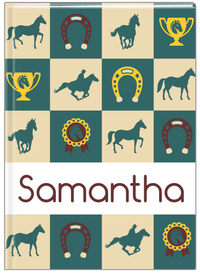 Thumbnail for Personalized Horses Journal X - Checkerboard - Tan Background - Front View