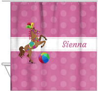 Thumbnail for Personalized Horses Shower Curtain III - Polka Dots - Circus Horse I - Hanging View