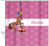 Thumbnail for Personalized Horses Shower Curtain III - Polka Dots - Circus Horse II - Hanging View