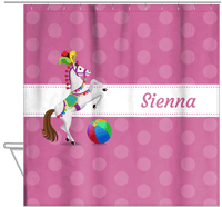 Thumbnail for Personalized Horses Shower Curtain III - Polka Dots - Circus Horse III - Hanging View