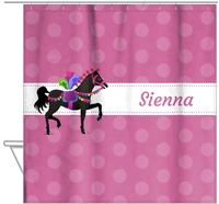 Thumbnail for Personalized Horses Shower Curtain III - Polka Dots - Circus Horse V - Hanging View
