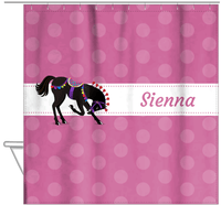 Thumbnail for Personalized Horses Shower Curtain III - Polka Dots - Circus Horse VI - Hanging View