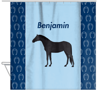 Thumbnail for Personalized Horses Shower Curtain IV - Black Horse - Hanging View