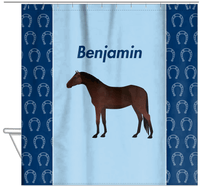 Thumbnail for Personalized Horses Shower Curtain IV - Dark Bay Horse - Hanging View