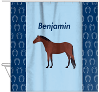 Thumbnail for Personalized Horses Shower Curtain IV - Bay Horse - Hanging View