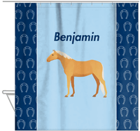 Thumbnail for Personalized Horses Shower Curtain IV - Palomino Horse - Hanging View