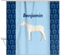 Thumbnail for Personalized Horses Shower Curtain IV - Gray Horse - Hanging View