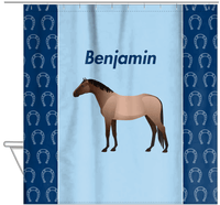 Thumbnail for Personalized Horses Shower Curtain IV - Bay Roan Horse - Hanging View