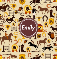 Thumbnail for Personalized Horses Shower Curtain VI - Steeplechase - Circle Nameplate - Decorate View