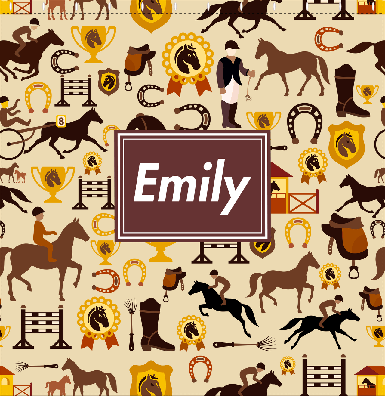 Personalized Horses Shower Curtain VI - Steeplechase - Rectangle Nameplate - Decorate View