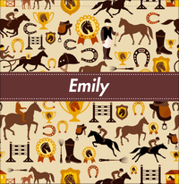 Thumbnail for Personalized Horses Shower Curtain VI - Steeplechase - Ribbon Nameplate - Decorate View