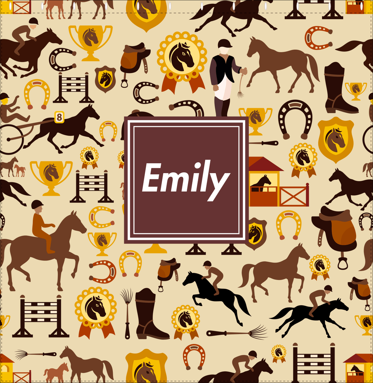 Personalized Horses Shower Curtain VI - Steeplechase - Square Nameplate - Decorate View