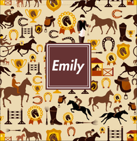Thumbnail for Personalized Horses Shower Curtain VI - Steeplechase - Square Nameplate - Decorate View