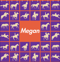 Thumbnail for Personalized Horses Shower Curtain VII - Horses Squared - Purple Background - Decorate View