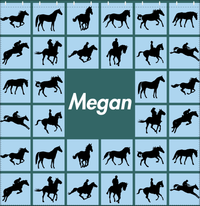 Thumbnail for Personalized Horses Shower Curtain VII - Horses Squared - Blue Background - Decorate View