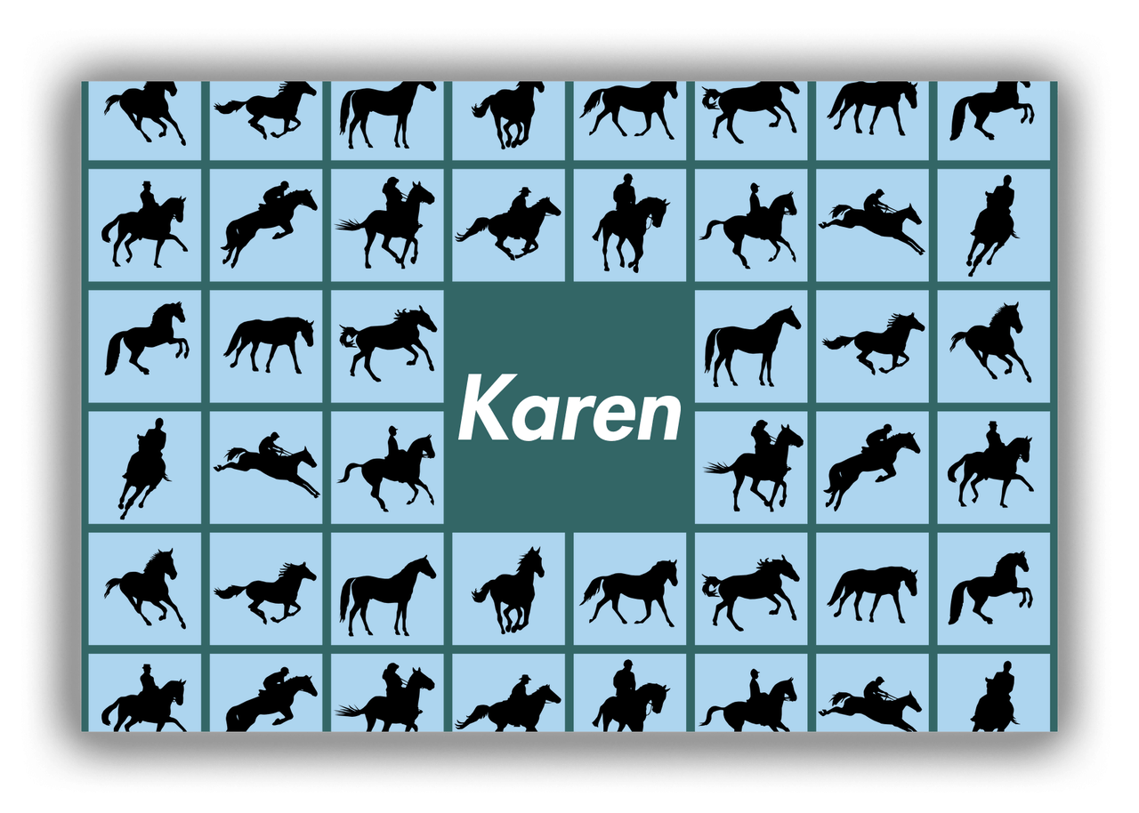 Personalized Horses Canvas Wrap & Photo Print VII - Horses Squared - Blue Background - Front View