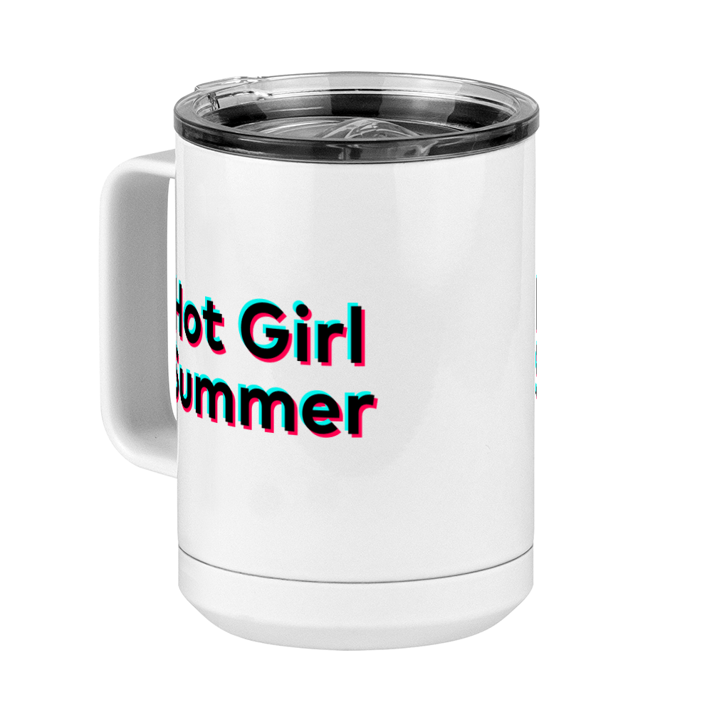 Hot Girl Summer Coffee Mug Tumbler with Handle (15 oz) - TikTok Trends - Front Left View