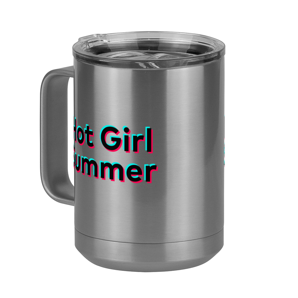 Hot Girl Summer Coffee Mug Tumbler with Handle (15 oz) - TikTok Trends - Front Left View