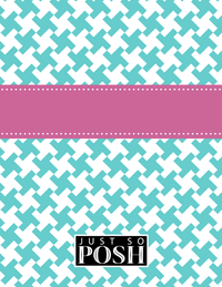 Thumbnail for Personalized Houndstooth II Notebook - Teal and Orchid - Ribbon Nameplate - Back View