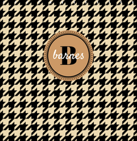 Thumbnail for Personalized Houndstooth I Shower Curtain - Tan and Black - Circle Nameplate - Decorate View