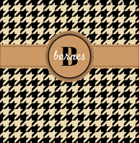 Thumbnail for Personalized Houndstooth I Shower Curtain - Tan and Black - Circle Ribbon Nameplate - Decorate View