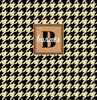 Thumbnail for Personalized Houndstooth I Shower Curtain - Tan and Black - Square Nameplate - Decorate View
