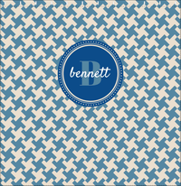 Thumbnail for Personalized Houndstooth II Shower Curtain - Blue - Circle Nameplate - Decorate View