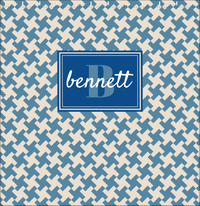 Thumbnail for Personalized Houndstooth II Shower Curtain - Blue - Rectangle Nameplate - Decorate View