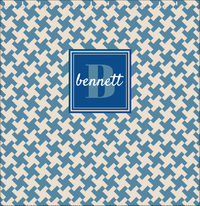 Thumbnail for Personalized Houndstooth II Shower Curtain - Blue - Square Nameplate - Decorate View