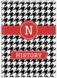 Thumbnail for Personalized Houndstooth I Journal - Black and White - Circle Ribbon Nameplate - Front View