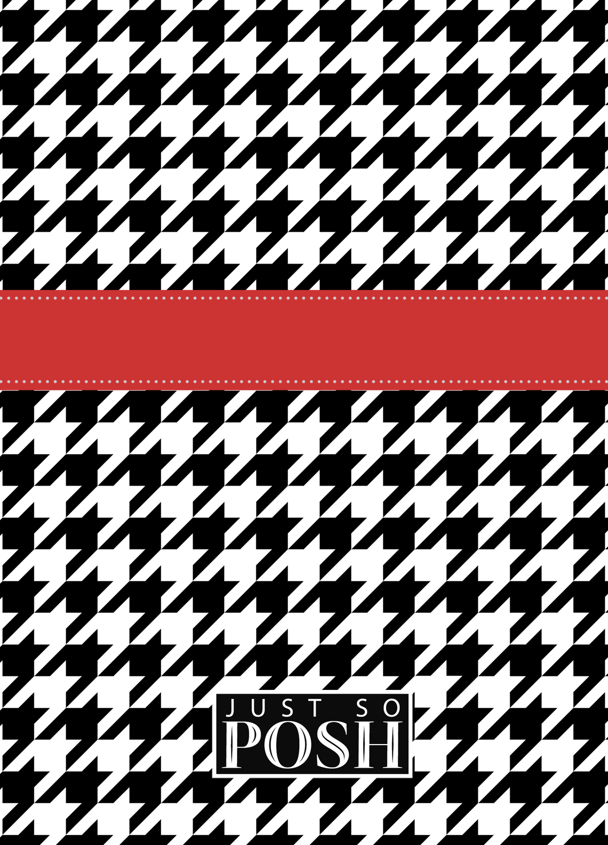 Personalized Houndstooth I Journal - Black and White - Ribbon Nameplate - Back View