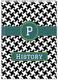 Thumbnail for Personalized Houndstooth II Journal - Black and White - Circle Ribbon Nameplate - Front View