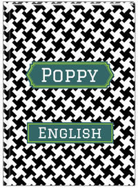 Thumbnail for Personalized Houndstooth II Journal - Black and White - Decorative Rectangle Nameplate - Front View