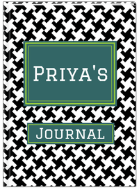 Thumbnail for Personalized Houndstooth II Journal - Black and White - Rectangle Nameplate - Front View