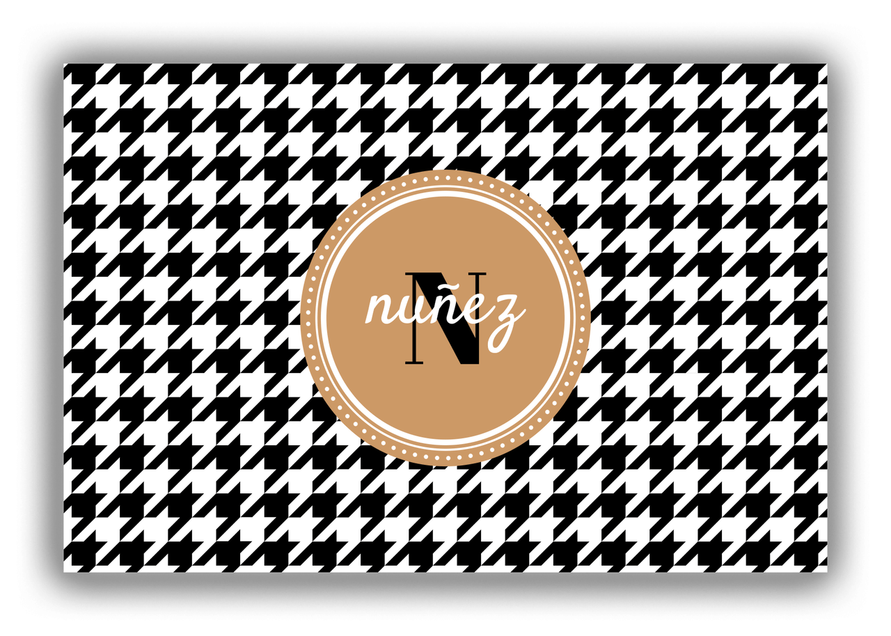 Personalized Houndstooth Canvas Wrap & Photo Print I - Black with Circle Nameplate - Front View