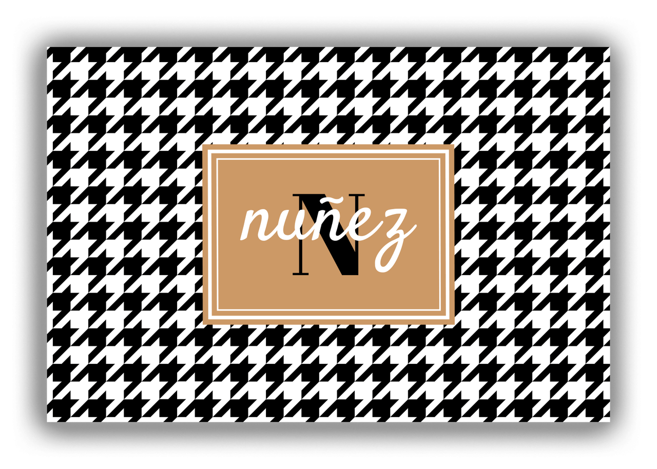 Personalized Houndstooth Canvas Wrap & Photo Print I - Black with Rectangle Nameplate - Front View