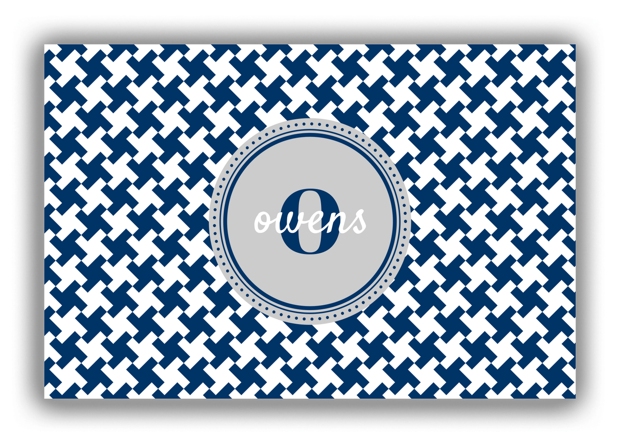 Personalized Houndstooth Canvas Wrap & Photo Print II - Blue with Circle Nameplate - Front View