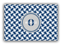 Thumbnail for Personalized Houndstooth Canvas Wrap & Photo Print II - Blue with Circle Nameplate - Front View