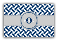 Thumbnail for Personalized Houndstooth Canvas Wrap & Photo Print II - Blue with Circle Ribbon Nameplate - Front View