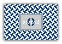 Thumbnail for Personalized Houndstooth Canvas Wrap & Photo Print II - Blue with Rectangle Nameplate - Front View