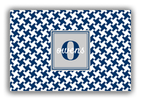 Thumbnail for Personalized Houndstooth Canvas Wrap & Photo Print II - Blue with Square Nameplate - Front View