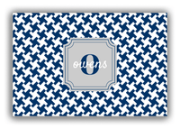Thumbnail for Personalized Houndstooth Canvas Wrap & Photo Print II - Blue with Stamp Nameplate - Front View