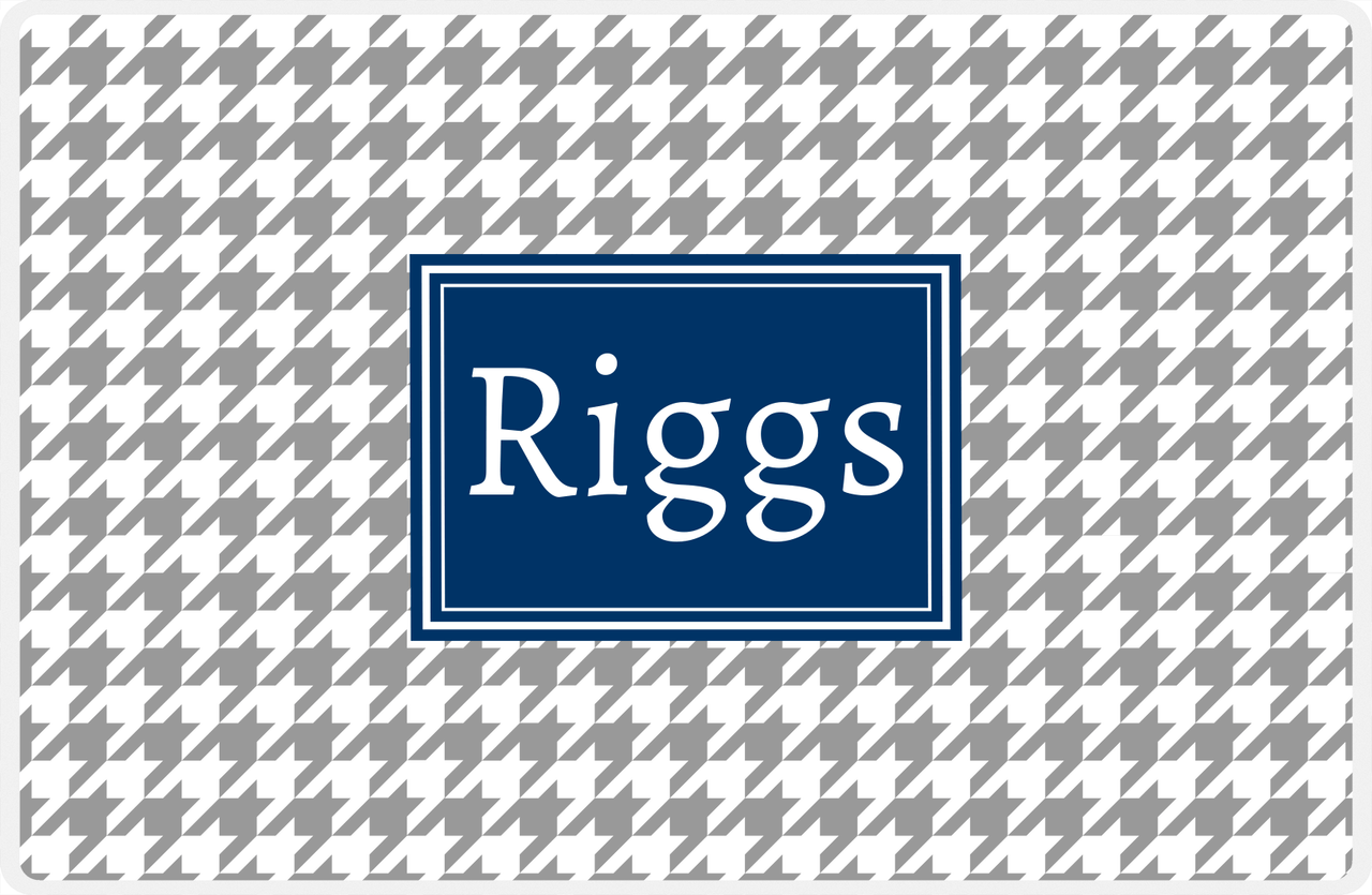 Personalized Houndstooth Placemat - Grey and White - Navy Rectangle Frame -  View